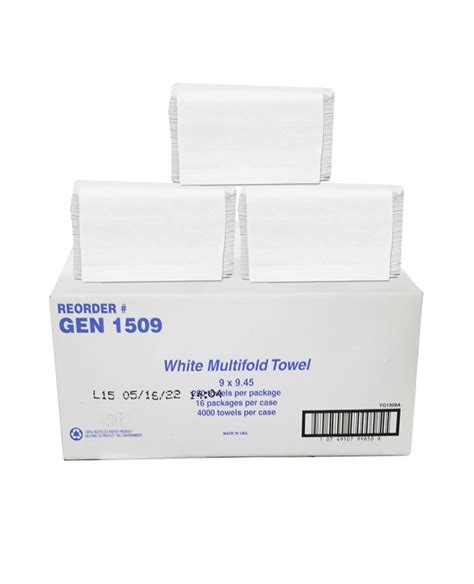 GEN Folded Paper Towels Multifold 9 X 9 9 20 White 250 Towels Pack