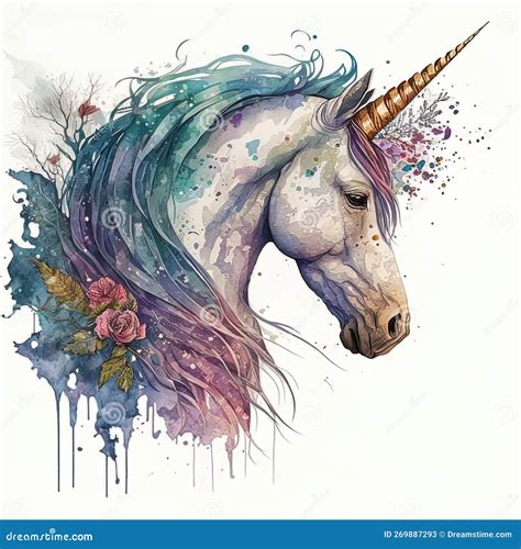 Cute Unicorn Watercolor Stock Illustration Illustration Of Watercolor