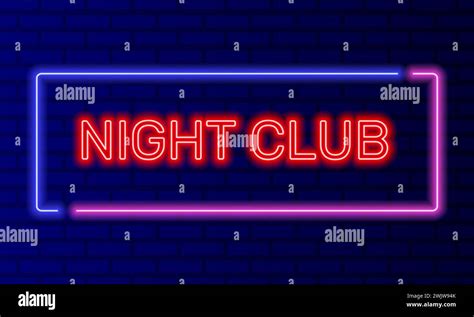 Neon Sign Night Club In Speech Bubble Frame On Brick Wall Background