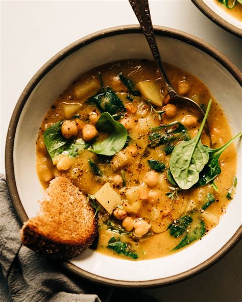 Lemony Chickpea Soup With Spinach Potatoes The First Mess