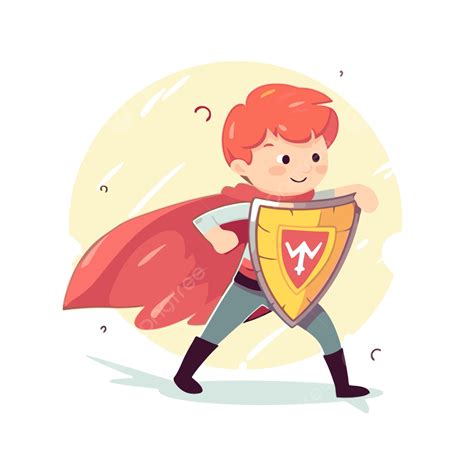 Bravery Clipart Kid Dressed Up As A Superhero Running With A Shield And