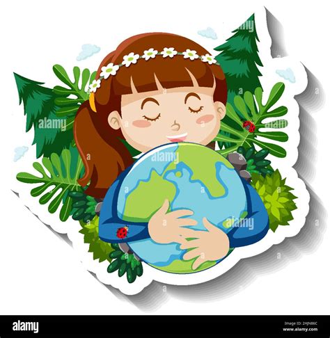 Mother Nature Hugging Earth Planet Illustration Stock Vector Image