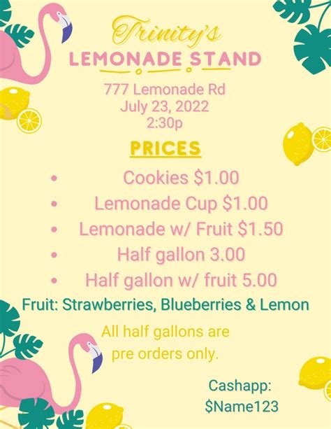 Digital Summer Fun Lemonade Stand Flyer Lemonade Stand Etsy