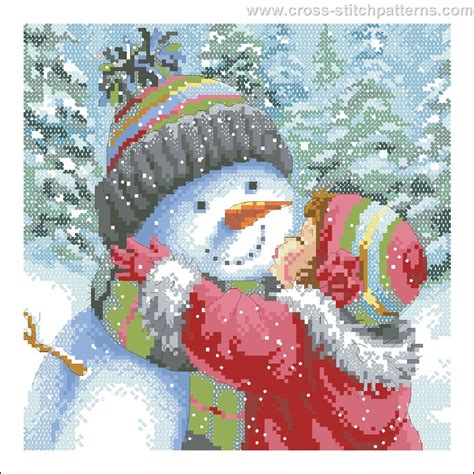 A Kiss For Snowman Counted Cross Stitch Patterns And Charts