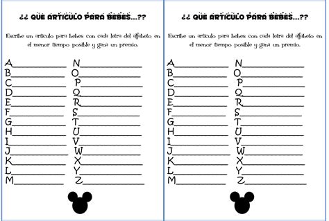 Juego De Baby Shower Escribe Una Cosa De Beb Con Cada Letra