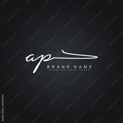 Initial Letter Ap Logo Handwritten Signature Style Logo Stock Vector