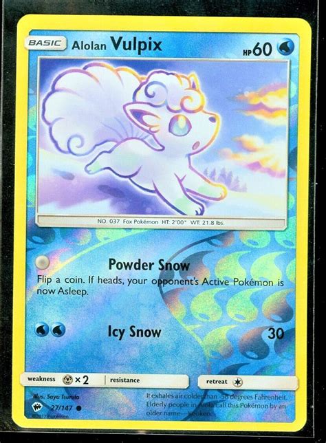 Alolan Vulpix Reverse Holo 27 Prices Pokemon Burning Shadows