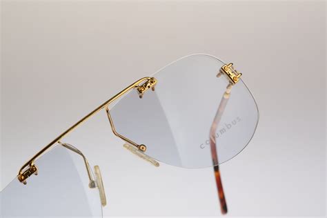 Columbus M221 C3 Vintage 90s Unique Tortoise And Gold Rimless Aviator