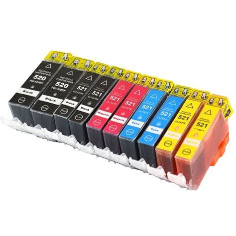 PGI520 Set 10 Cartuse GraphiteK Compatibile Canon PGI 520BK CLI521BK