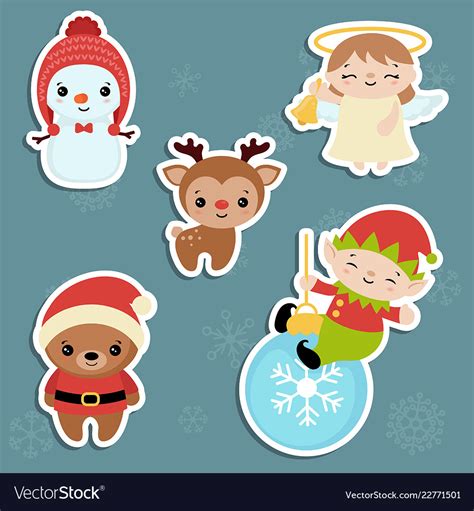 Set of christmas characters Royalty Free Vector Image