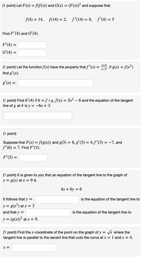 Solved 1 Point Let F X F F X And G X F X 2 And