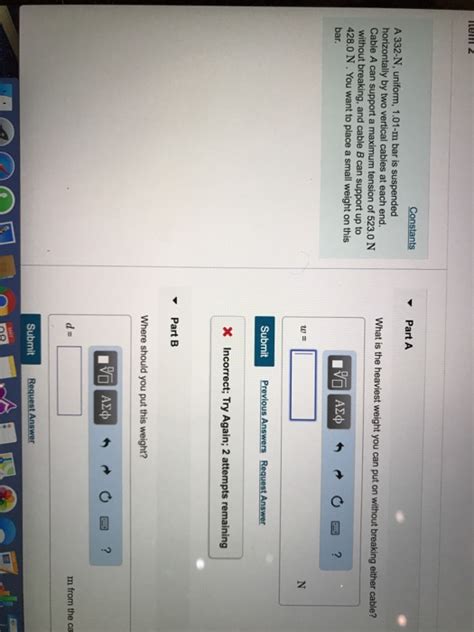 Solved Part A 332 N Uniform 1 01 M Bar Is Suspended Chegg