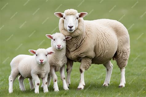 Premium Photo Ewe Sopravissana Sheep With Her Lambs Isolated On White