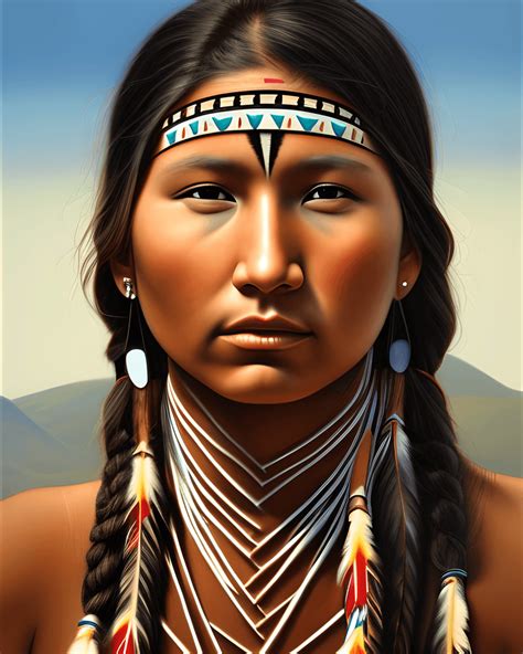 Young Native American Woman Graphic · Creative Fabrica