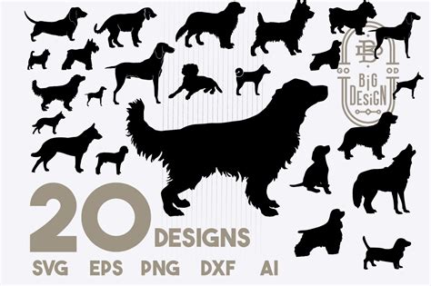 Svg Dog Bundle 20 Dogs Svg Cut Files Dog Silhouette