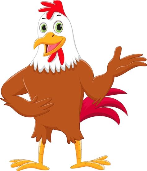 Premium Vector Cute Rooster Cartoon Waving