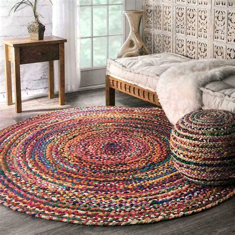 Cotton Rug Rattan Round Natural Handmade 60x60 Cm Style Rug Etsy