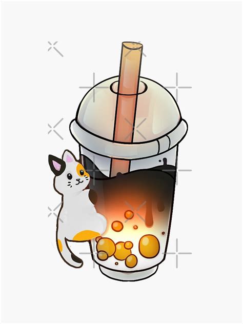 Cat Boba Tea Bubble Tea Anime Kawaii Sticker For Sale By