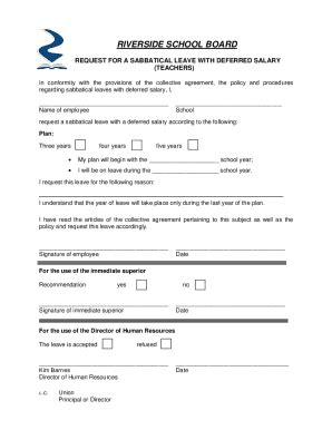 Fillable Online Request For A Sabbatical Leave With Deferred Salary