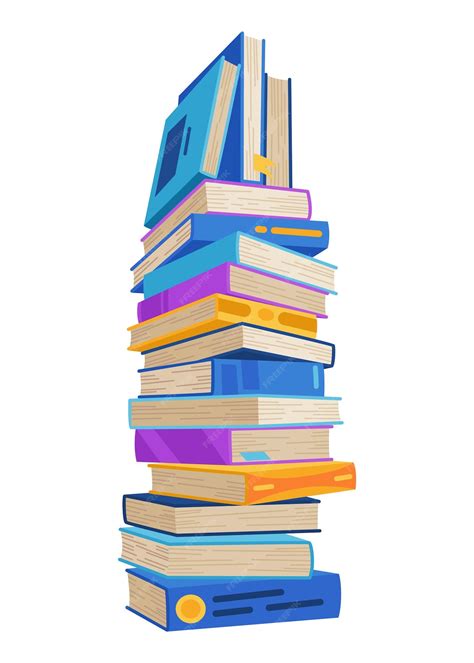 Premium Vector High Book Stacks Or Pile Library Textbooks And School