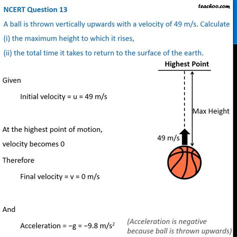 Ncert Q A Ball Is Thrown Vertically Upwards With A Velocity Of