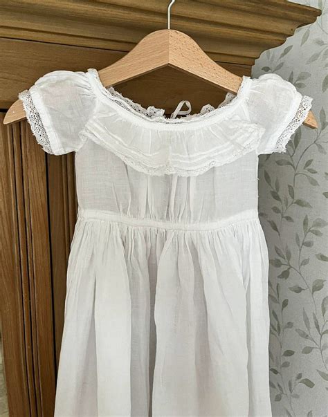 Annie Antique Baby Gown Victorian Baby Dress White Cotton Outfit