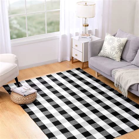 Amazon Joybest Buffalo Plaid Rug 5 X 7 Ft Black And White