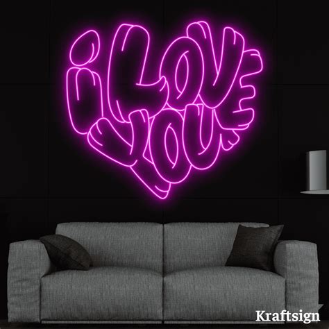 Craftnamesign I Love You Neon Sign Wedding Anniversary Decor Couple T