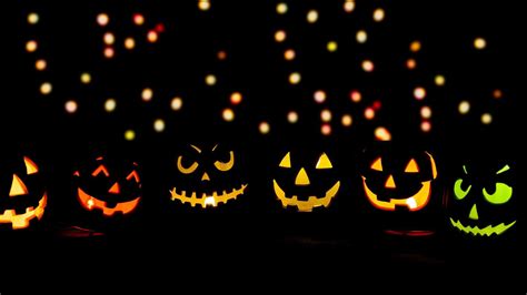 Colorful Halloween Pumpkins Face Lights Black Background Hd Halloween Wallpapers Hd Wallpapers