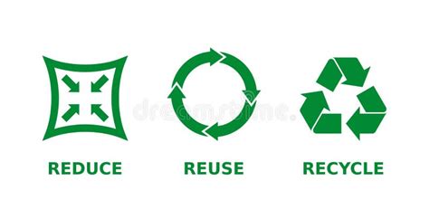 Reduce Reuse Recycle Icon Set Three Different Green Recycle Reduce