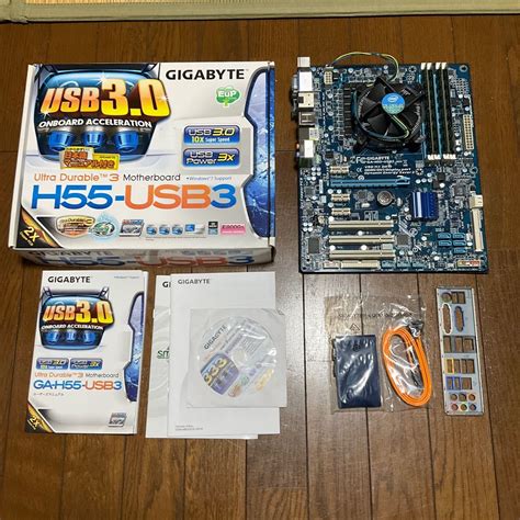 【やや傷や汚れあり】gigabyte Ga H55 Usb3 マザーボード Intel Core I5 660 メモリ16gb セット 動作品