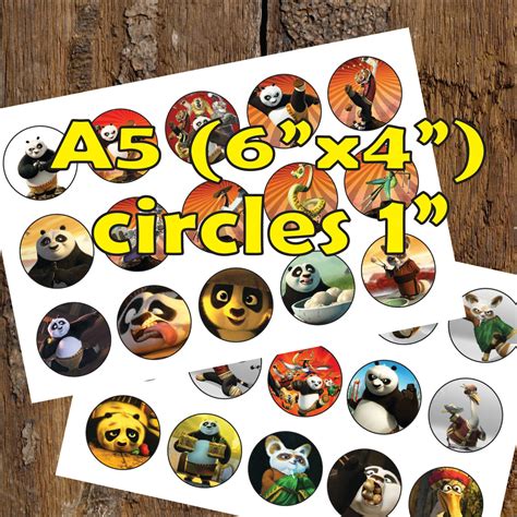 Kung Fu Panda Digital Party Stickers Circles Size Etsy Kung Fu