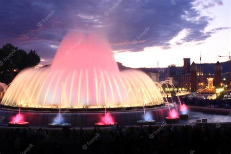 Premium Photo Magic Fountain In Barcelona Spain