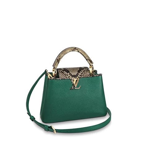 Louis Vuitton Capucines Bb Python Top Handle Bag N Green Grey