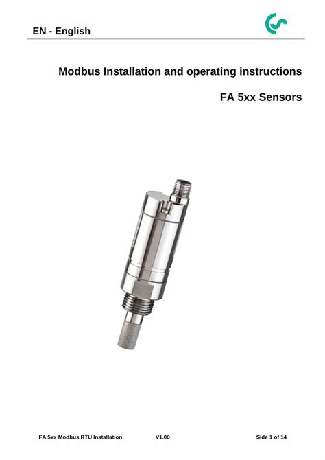 PDF Modbus Installation And Operating Instructions FA 5xx Modbus