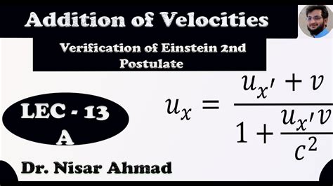 Einstein Velocity Addition Addition Of Velocities Special Theory