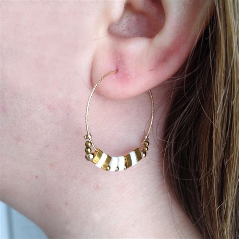 Hoop Tila Miyuki Beads Gold Earrings For Woman Nicteshop