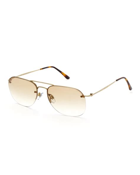 Lyst Giorgio Armani Ar6004 Gold Tone Rimless Aviator Sunglasses In Metallic For Men