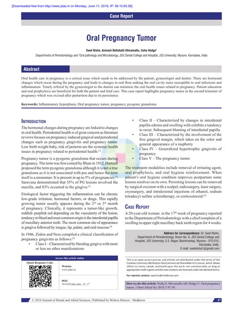 Pdf Oral Pregnancy Tumor