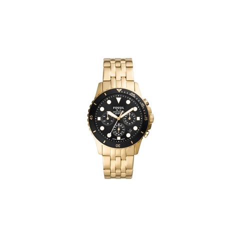 Fossil Watches Fossil Fb 01 Chrono Gents Gold Metal Strap Black Face Watch Mens Watches From