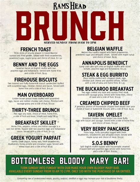 PDF Brunch Rams Head Roadhouse Bottomless Bloody Mary Bar