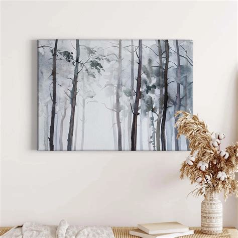 Bricoflor Wald Bild Im Wasserfarben Stil Aquarell Leinwand Bild Mit