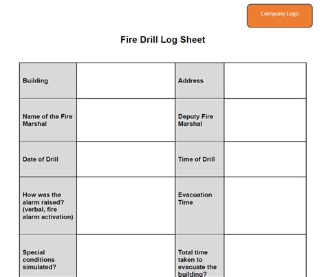 Fire Drill Log Template Plan Ahead Stay Safe And Keep Records Editable Word Document Emergency