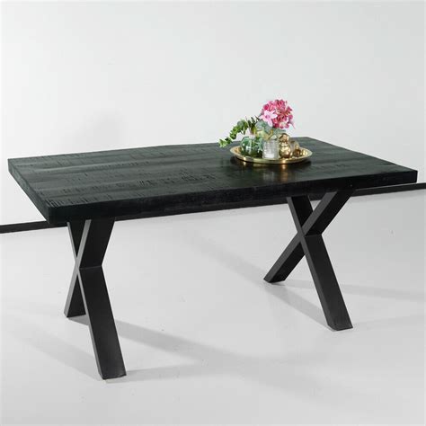 Eettafel Rechthoekig Mangohout Xavier Zwart Cm Duurzaam Tafel Met X