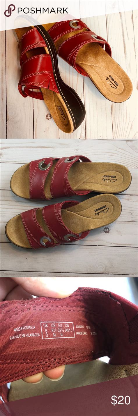 Clarks Red Leather Sandals Red Leather Sandals Leather Sandals Red Leather