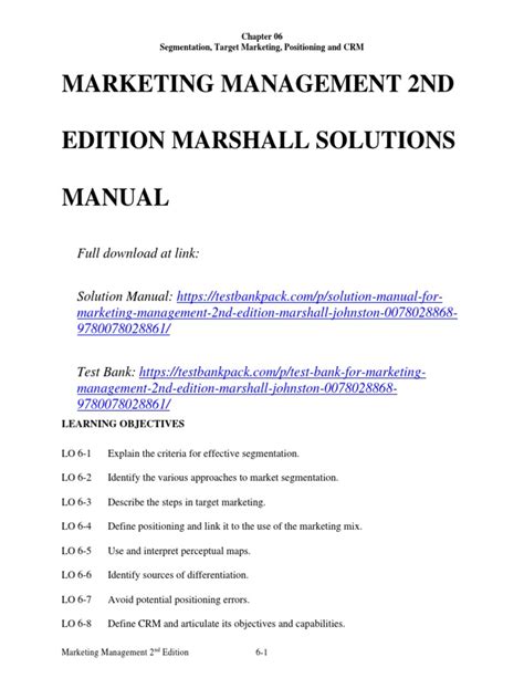 Marketing Management 2nd Edition Marshall Solutions Manual Download Pdf