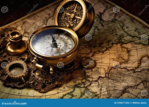 Compass And Old Map Vintage Style Stock Illustration Illustration Of Object Navigation