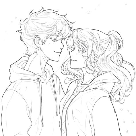 Cute Anime Couple Coloring Page Coloring Pages Mimi Panda