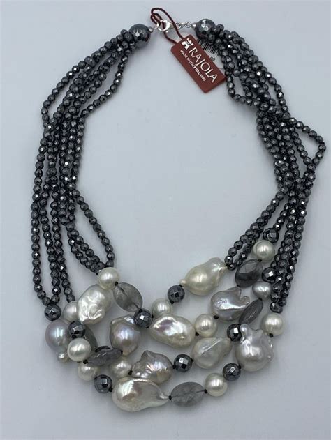 Collana Rajola Bloom Fili Con Ematite Perle Quarzo Grigio E Oro