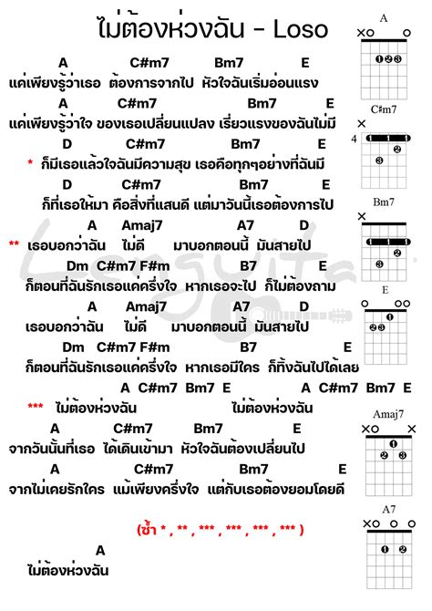 คอร์ดเพลง ไม่ต้องห่วงฉัน Loso Lenguitar